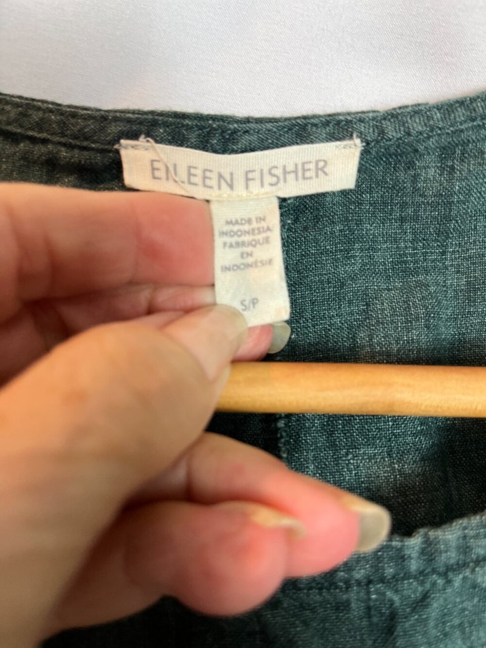 Eileen Fisher Forest Green Textured Short-Sleeve Boxy Top - Picture 5 of 8